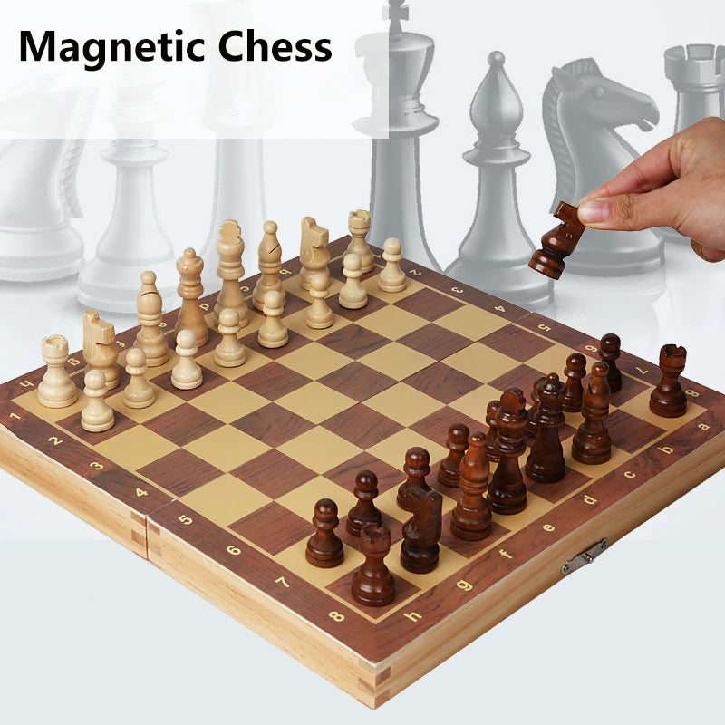 Classics Magnetic Chess with Foldable Board for Kids and Adults, Wooden Chess, Gift for Christmas, Birthday, New Year