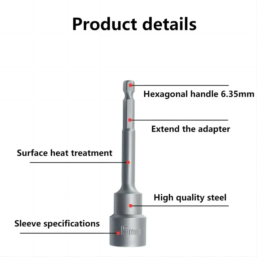 Magnetic Impact Nut Screwdrive Socket Set Metric Grade Nut  Driver Drill Bit Set 6.35mm Hex Shank 100mm Drill Bits Adapter Tools
