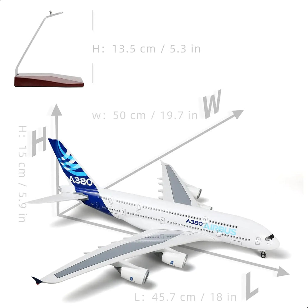 1/160 Scale Prototype A380 Airplane Model Toy Kit Die-cast Resin Airplane Model with Stand Wheel for Collections and Displays