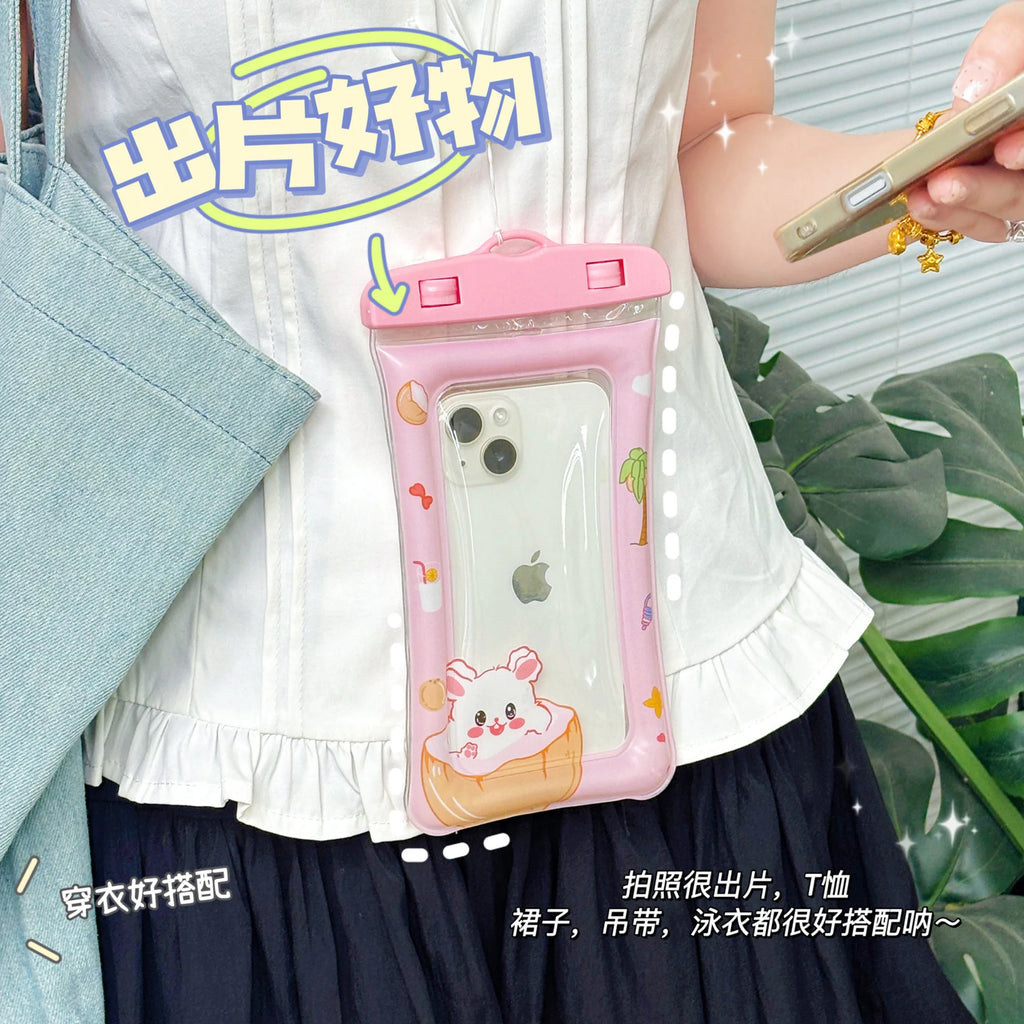 Animal phone waterproof bag cartoon style airbag floating touch screen protective cover swimming phone waterproof bag