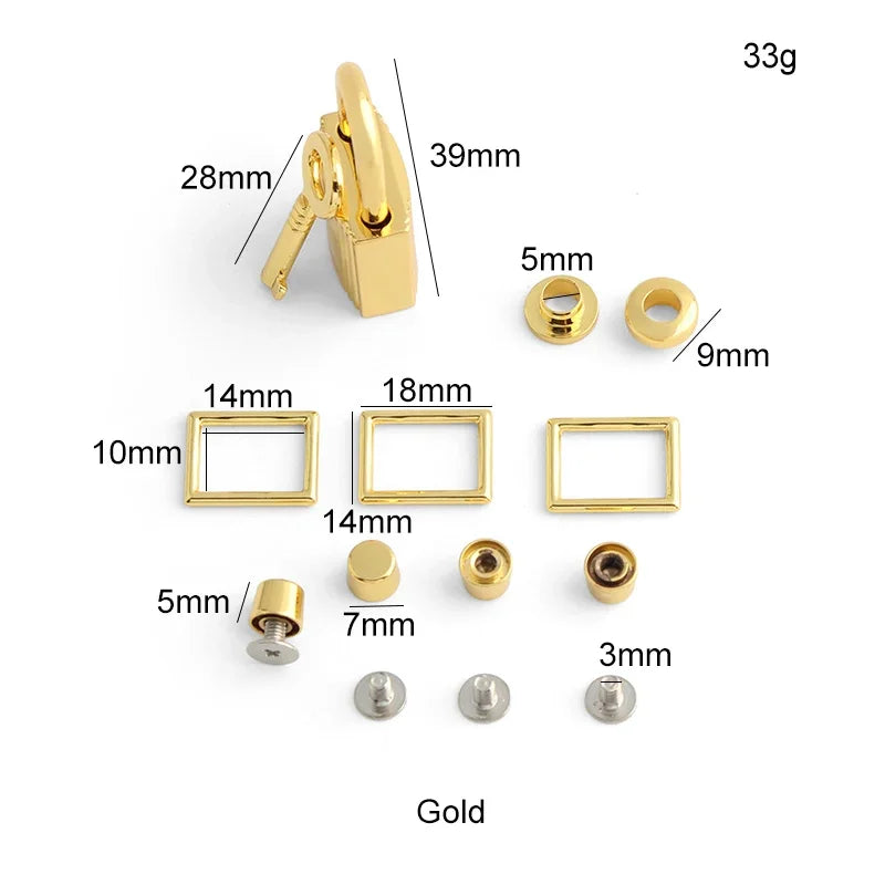 Fashion Metal Bag Locks Clasp Bag Lcok Set For Handbags Purse Tote Closures Snap Clasps DIY Craft Hardware Case Bag Accessories