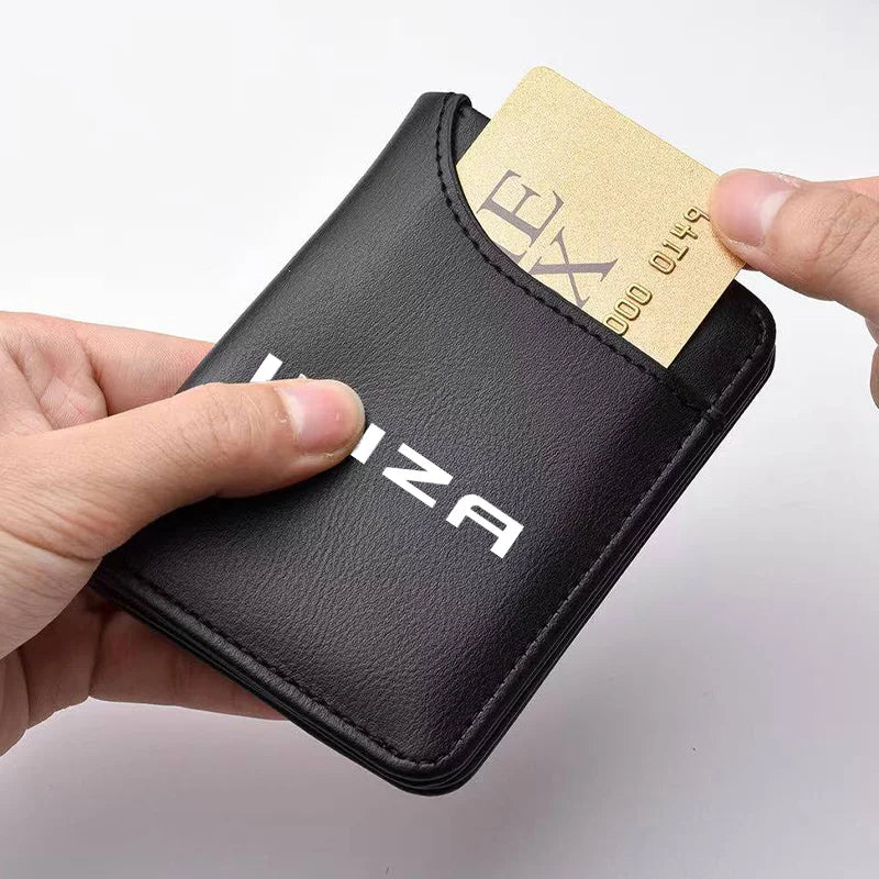 Leather Ultra-thin Mini PU Carbon Fiber Credit Card Holder Men Wallets Men For Seat Ibiza Ateca Arona Auto accessories interior