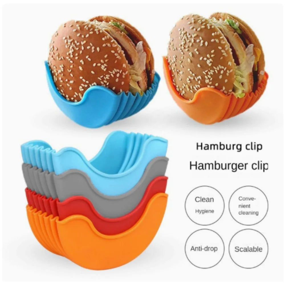 1pcs Hot selling silicone burger clip, no contact and anti drop burger fixing box tray