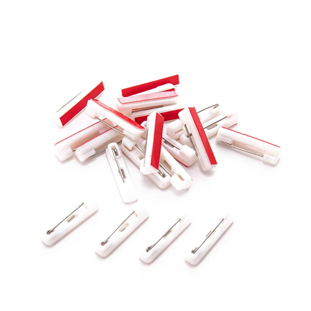 50pcs White Black Safety Brooch Pin Bar Badge with Adhesive Backing for DIY Handmade Label Id Card  Name Tag Craft Material
