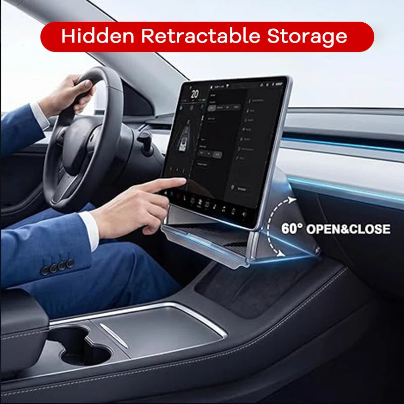 For Tesla Model Y Juniper Model 3 Highland 2025 2026 Under Screen Hidden Storage Box Behind Screen Center Console Organizer Case