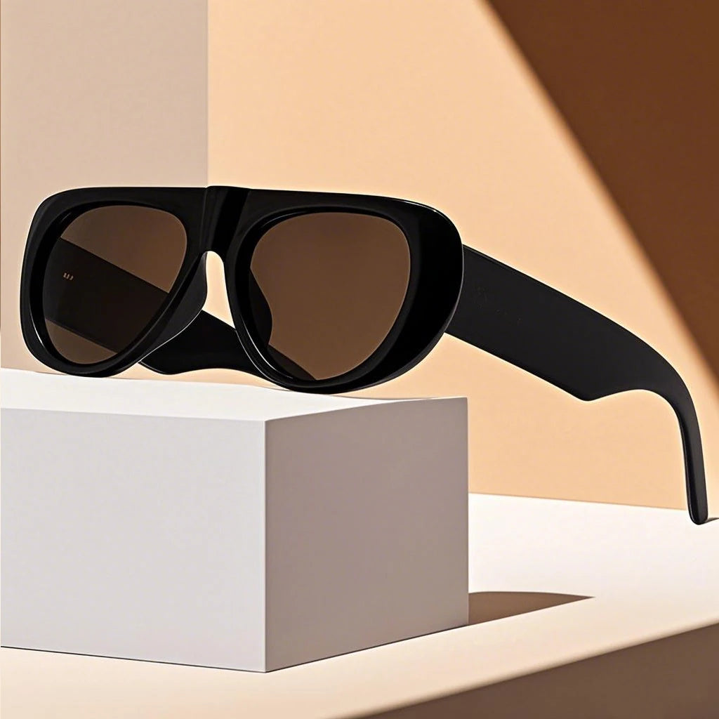 Hiking Camping 4pcs Sets Fashion Women Large Frame Anti Light Glasses UV400 Oval Female Advanced Minimalist Style Glasses
