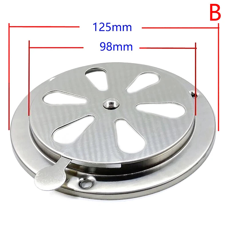 95/125mm Adjustable Air Vent Grille Round Ducting Ventilation Grilles Cover BBQ Grill Smoker Exhaust Vent Stove