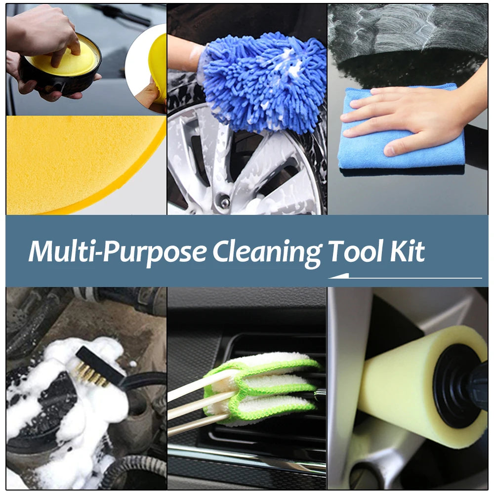 Car Wash Brush Set Detailing Brush for Air Outlet Tire Rim Drill Brush Sponges Auto Interior Exterior Dirt Dust Cleaning Tools