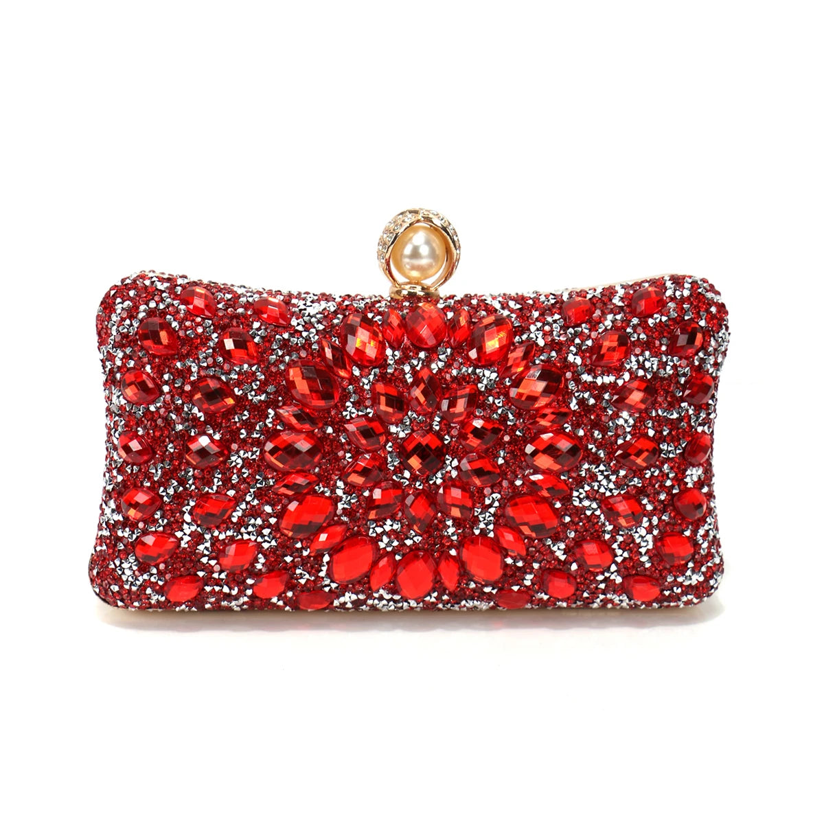 Golden Metal Pearl Rhinestones Glitter Evening Bags Small Lady Prom Dinner Luxury Night Gift Girlfriend Purse Acrylic Diamonds E
