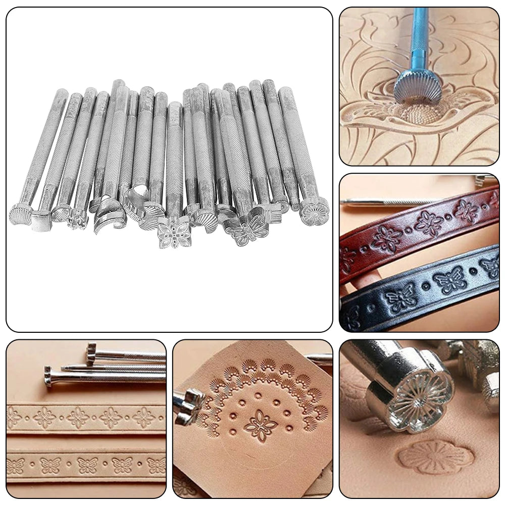 Leather Tool Accessories Stencil Printing Sculpture Knocking Flowers Arts And Crafts 20Pcs Carving Chisel Set DIY Carving