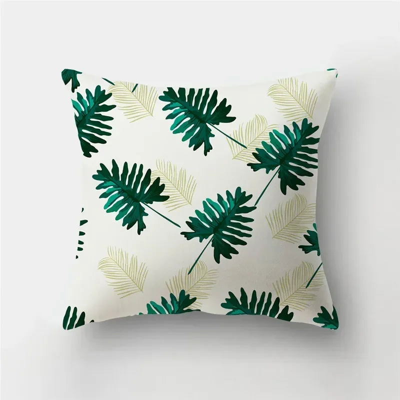 Fresh Summer Leaves Double-sided Printed pillow cover Short plush Suitable living rooms bedrooms sofas throw cushion cover