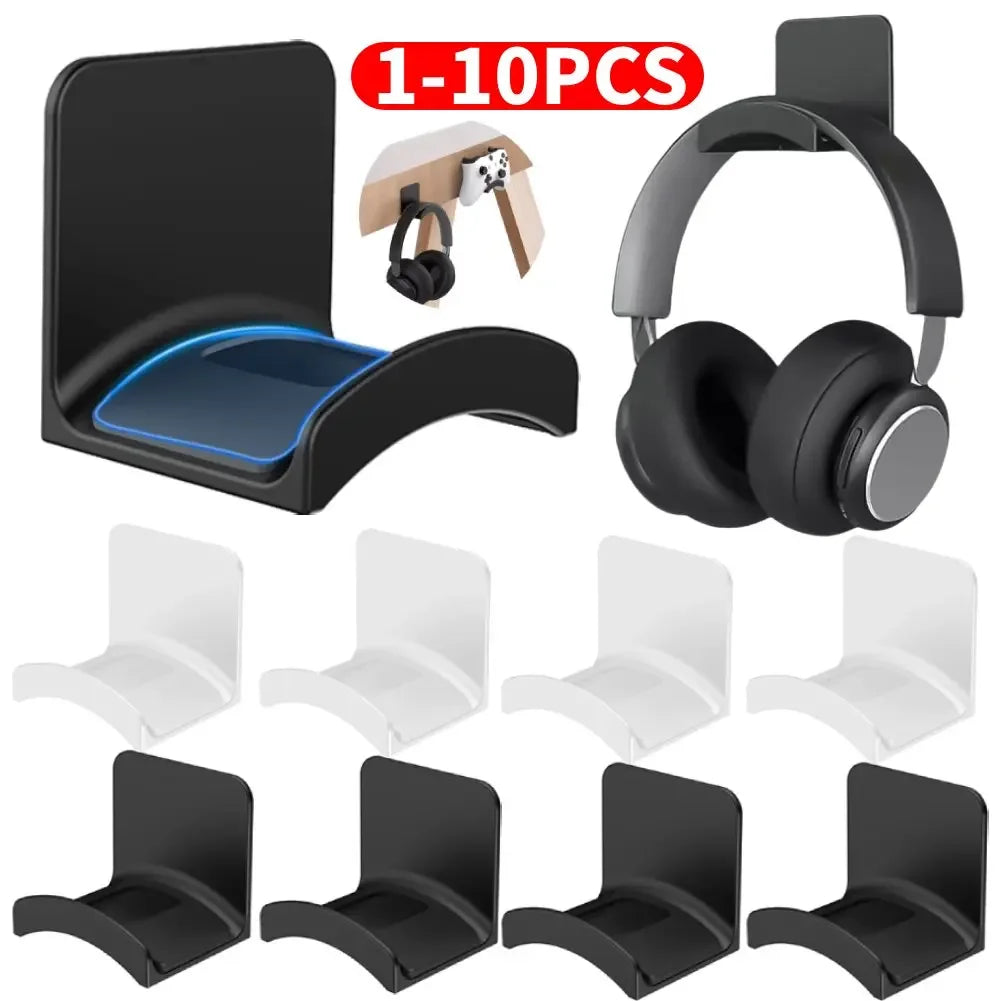 1-10pcs Universal Headphone Stand Adhesive Headphone Hook Headphone Holder for Easy Damage-Free Wall Desk Or PC Mounting