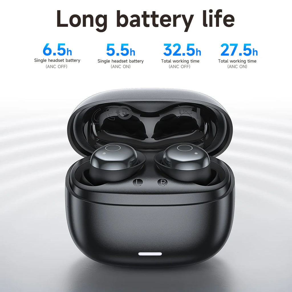HOCO EQ37 ANC Noise Reductio Sleep Earphones AI Translation Headsets Bluetooth 6.0 Headphones HIifi Earbuds With APP Function