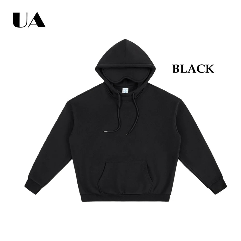 ULBYANRY 2026 Spring New Plush Hoodies with Eye Mask Trendy Hooded Sweathshirt Warm Cozy Commuting Unisex Loose Fit Sweatshirt