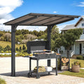 8'×5' Freestanding Hardtop Lean-To Grill Gazebo,Outdoor Patio Carport Pergola, Customized