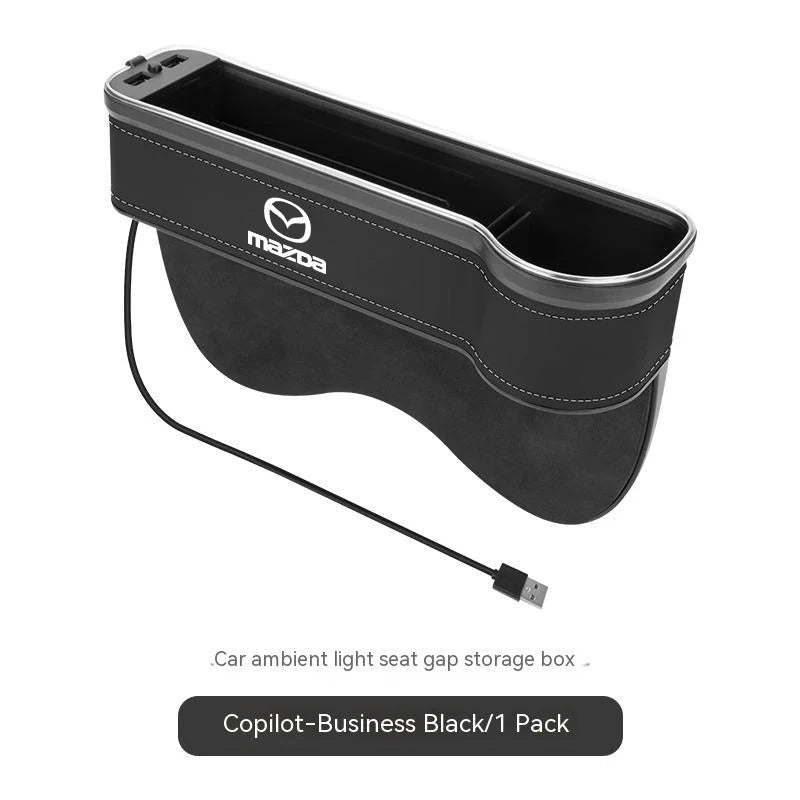 For Mazda 2 3 5 6 Axela Atenza CX30 CX5 CX8 CX9 MX5 Car Sewn Seat Gap Crevice Slot Storage Box With Atmosphere lamp USB Charging