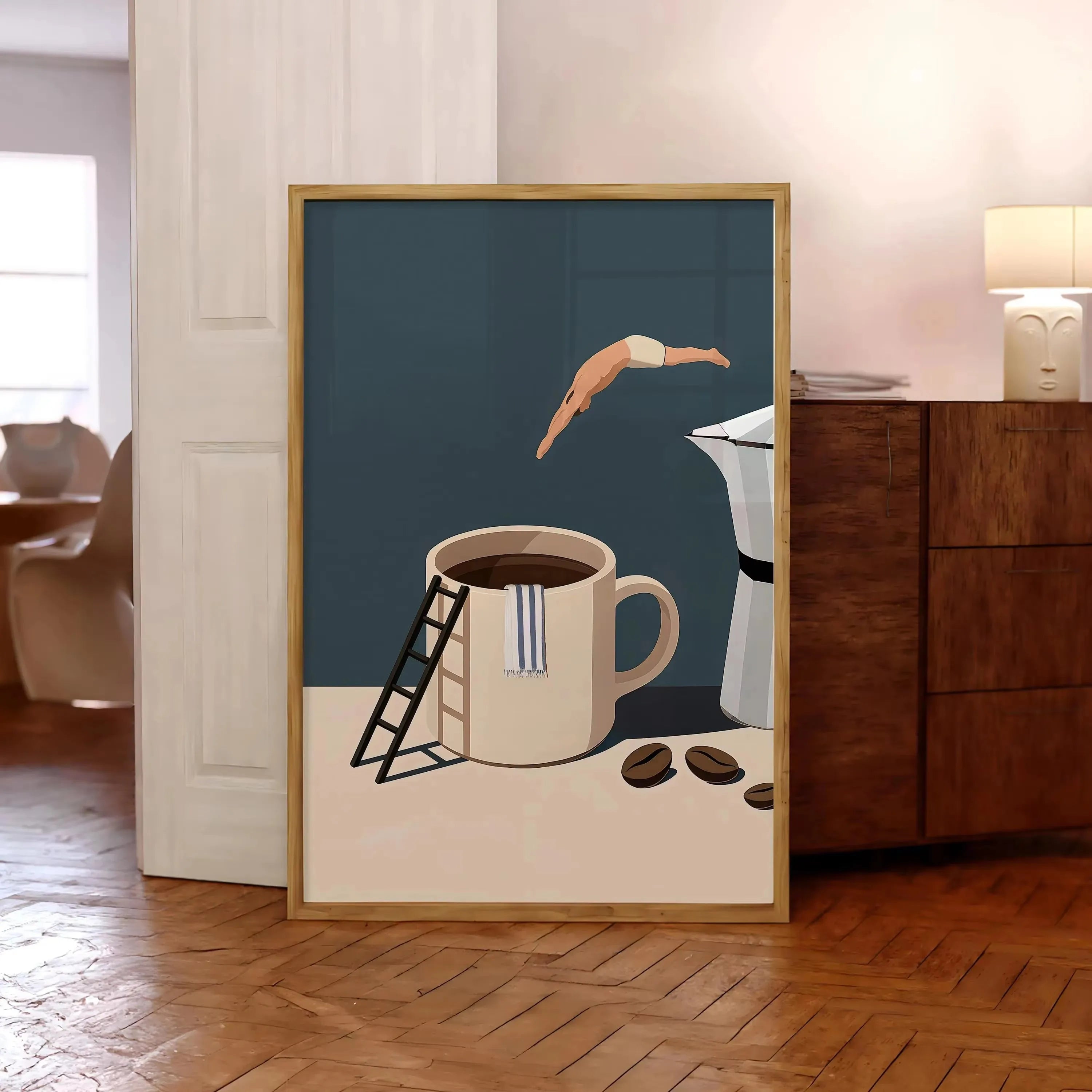 Coffee Diver Canvas Prints Kitchen Good Morning Coffee Wall Art Posters for Modern Living Room Home Decor Coffee Lovers Gifts