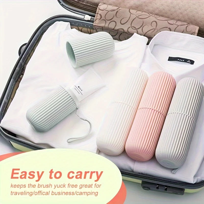 2/4 Pack with Random Colors, Leak-Proof Toothbrush Holder with Lanyard - Leak-Proof Travel Storage Box with Compact Stackable Design, Suitable for Home, Travel, Camping, Bathroom, Kitchen, Family, Couples