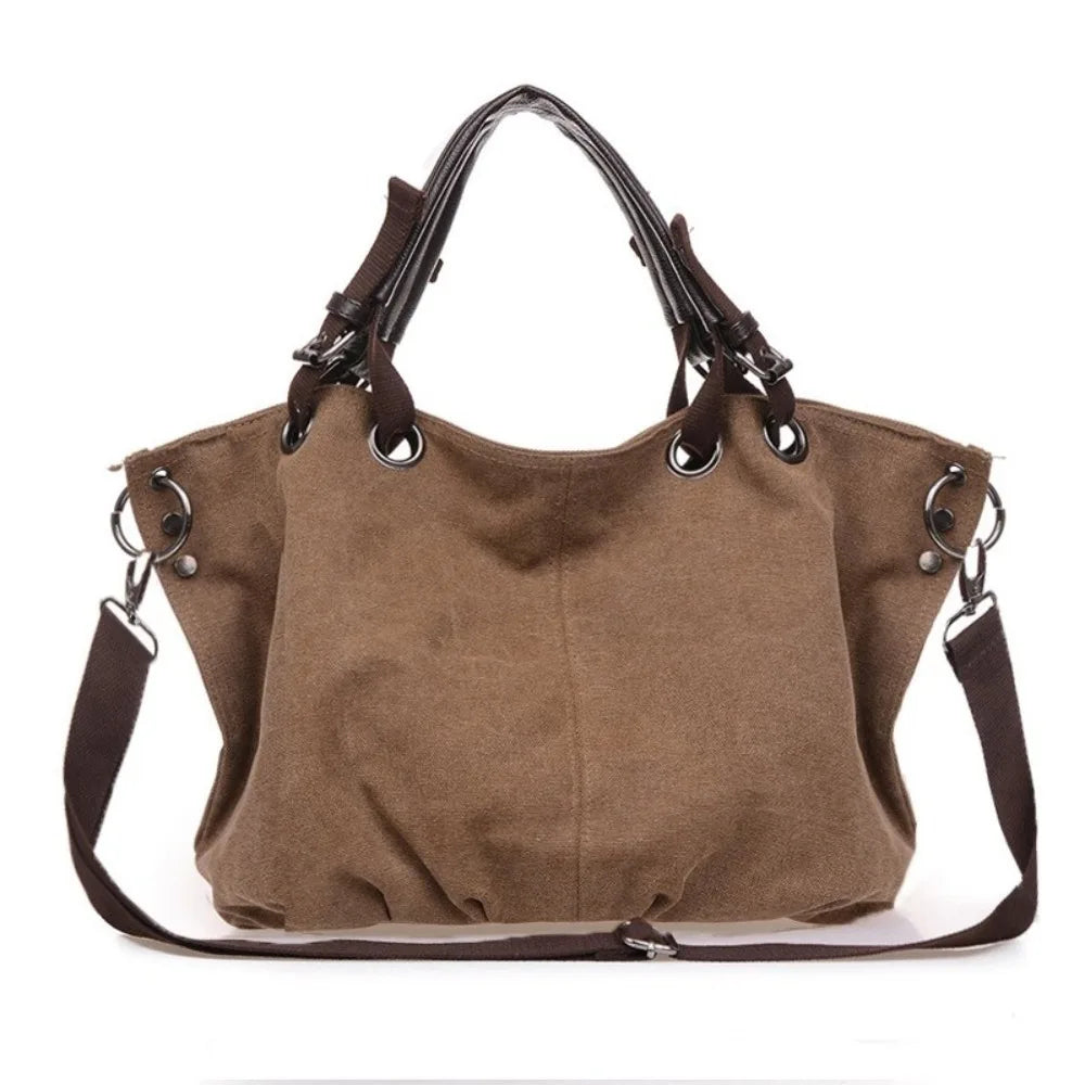Fashion Large Capacity Canvas Crossbody Bag Durable Vintage Tote Bag Adjustable Strap Top Handle Shoulder Bag Commute