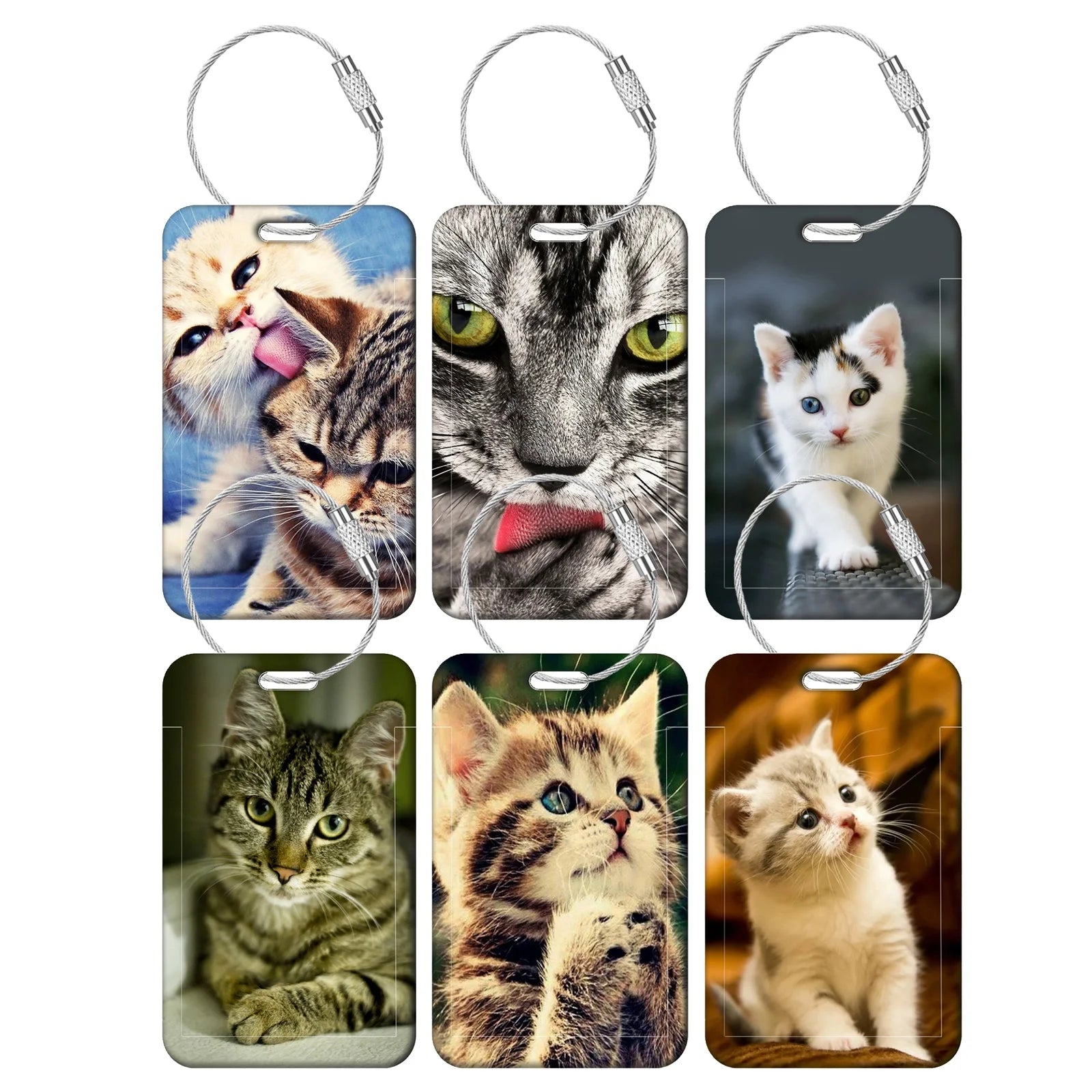Cute Animal Cat Luggage Tags Suitcase ID Address Name Holder Kitten Baggage Tag Label Travel Suitcase cccessories