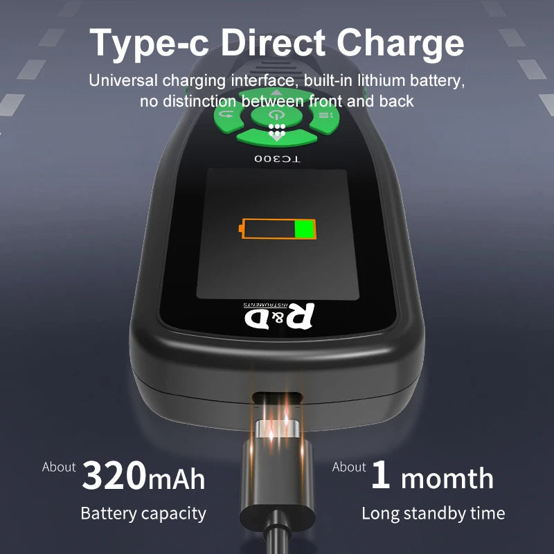 R&D TC300 Coating Thickness Gauge for Car Digital Meter Tool Automotive Paint Thickness Measurement F/NF Automatic Detection