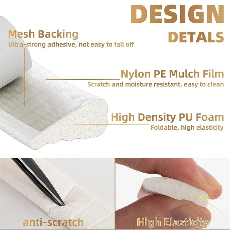 4M Wedge-Shape Foam Weather Stripping Door Seal Strip self-adhesive high density PU weatherstrip Gap Filler for Doors Frame