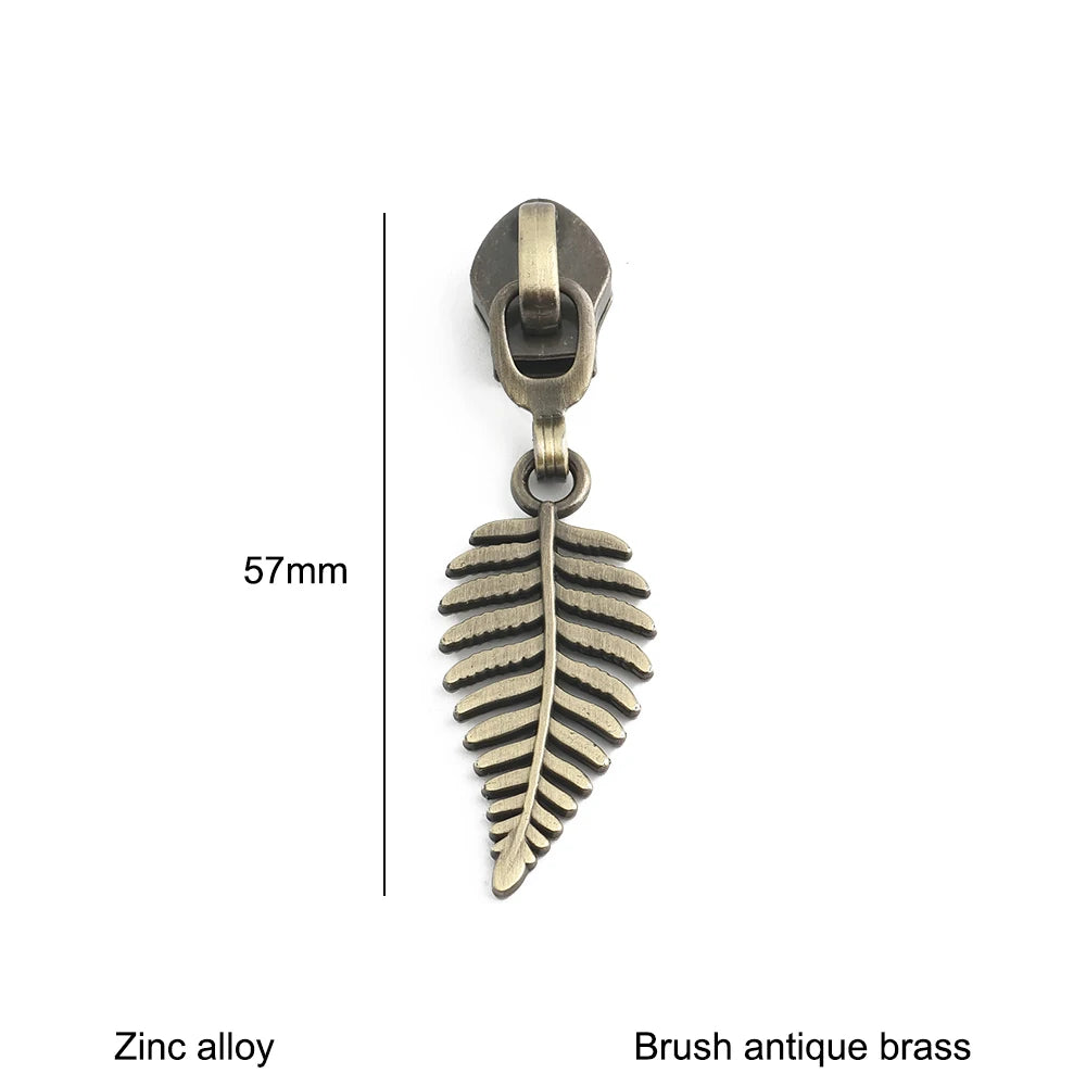 10/30/100PCS 5# Dandelion,Fern Leaf Shape Limited Letter Embossed Zipper Puller Sliders For Handbag Backpack Garment Accessories