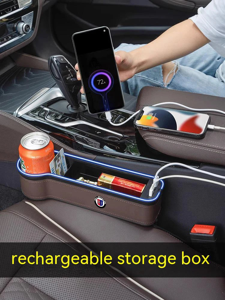 For ALPINA B3 B4 B5 B7 B8 D3 D4 D5 XD3 XD4 XB7 B12 M G20 G30 G45 G60 G82 E60 E72 E87 E92 Car Seat LED Storage Case Seat Gap Box