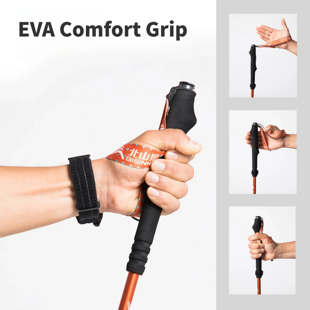 BISINNA 2pcs Trekking Poles Ultralight Aluminum Alloy Hiking Foldable Climbing Sticks Outdoor Mountaineering Trail Running Canes