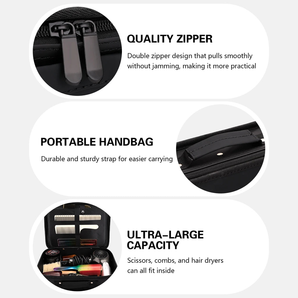 Large Capacity Barber Tool Storage Bag Multi-Function Organizer for Haircut Scissors Clippers Combs Styling Tools Valise Case