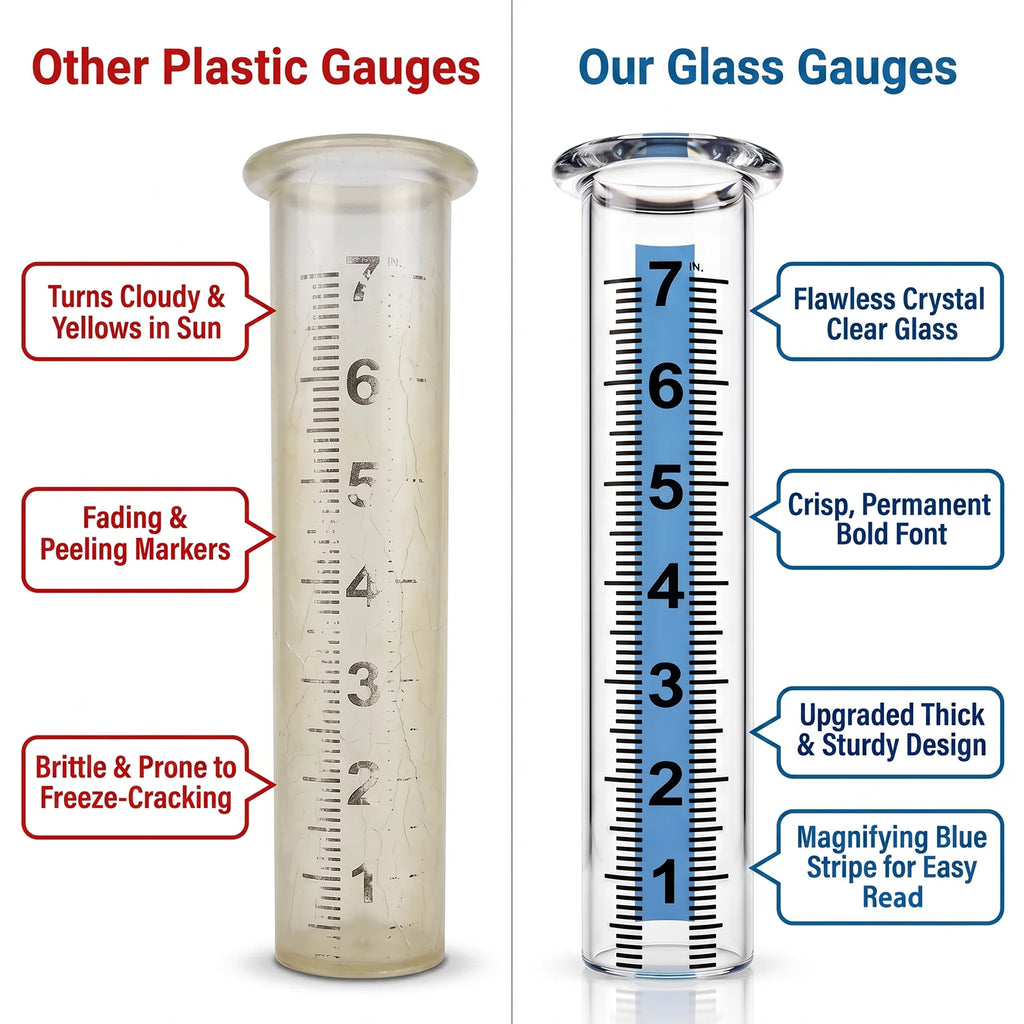 Universal 7 Capacity Glass Rain Gauge Replacement Tube With Lip Durable Transparent Rainfall Measuring Cylinder For Outdoor