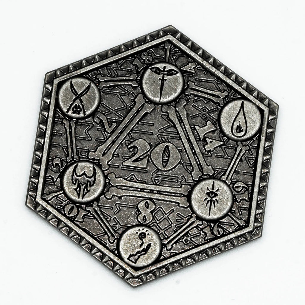 1Pcs D20 Coin Creative Metal Coins 45mm Metal Plated for RPG D&D Game Lovers Critical Fumble Novelty Board Games