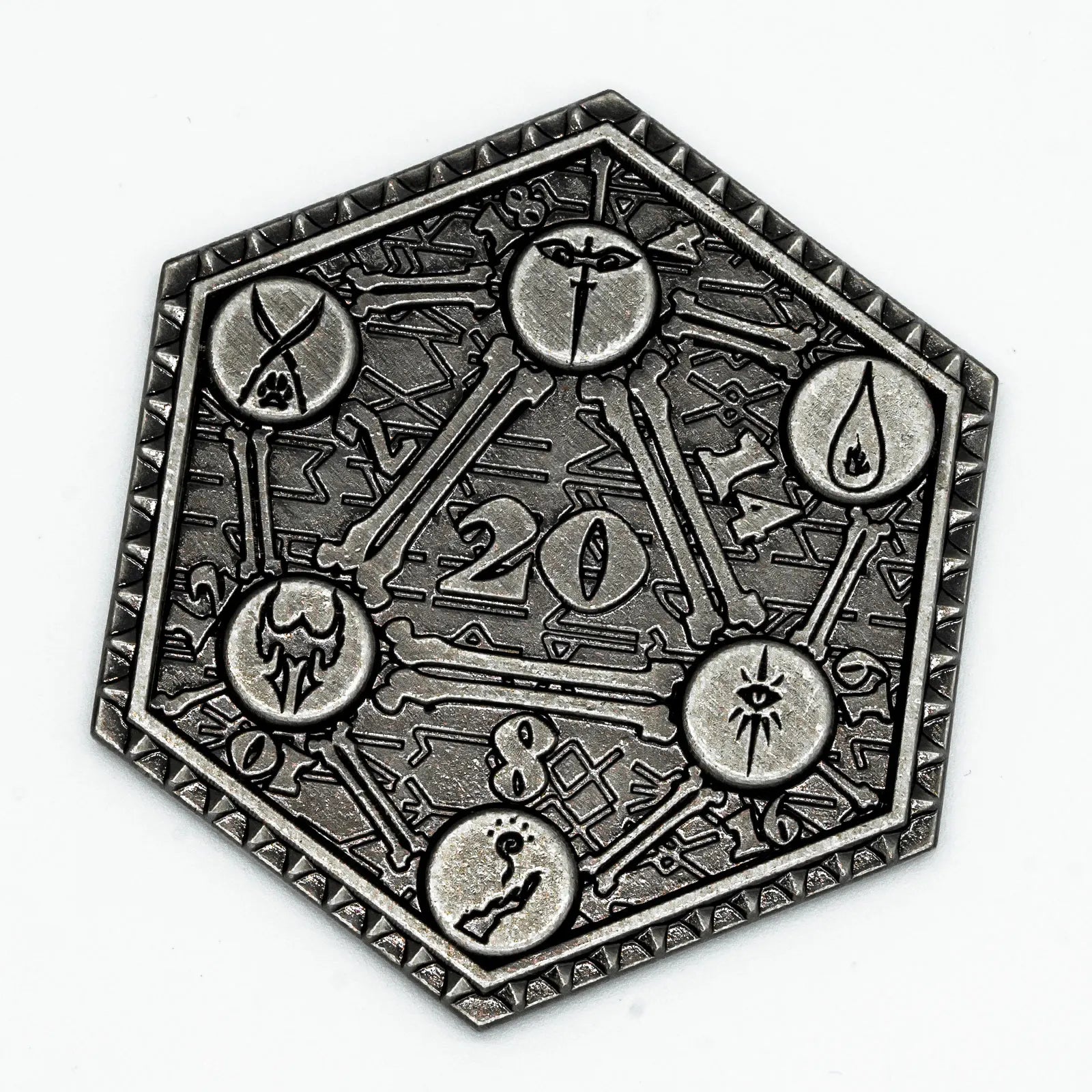 1Pcs D20 Coin Creative Metal Coins 45mm Metal Plated for RPG D&D Game Lovers Critical Fumble Novelty Board Games