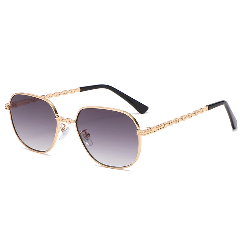 Hiking New Women Square Anti Light Glasses Vintage Alloy Frames Gradient Sun Glasses Retro Punk Metal Shades Oculos De Sol
