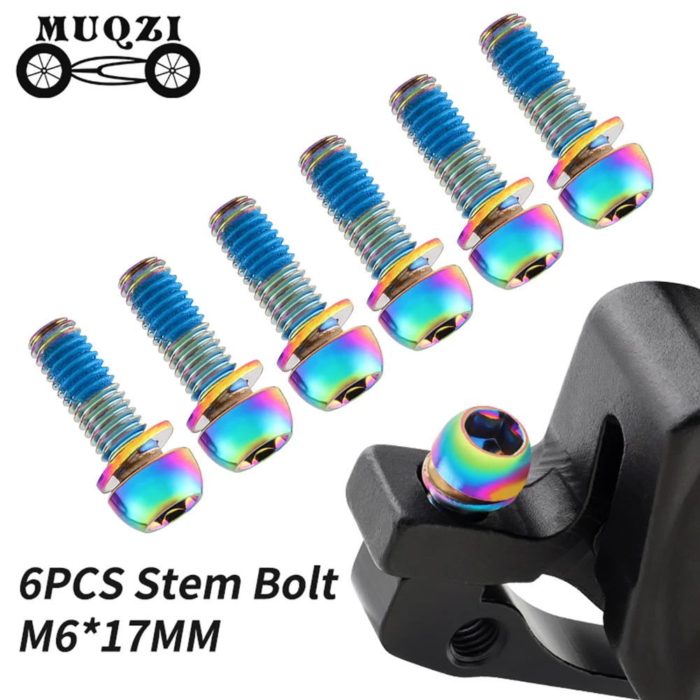 6Pcs M6x17mm Bike Crank Caliper Handlebar Stem Fixing Screws MTB Road Bike Brake Caliper Screws Bicycles Riding Accessories