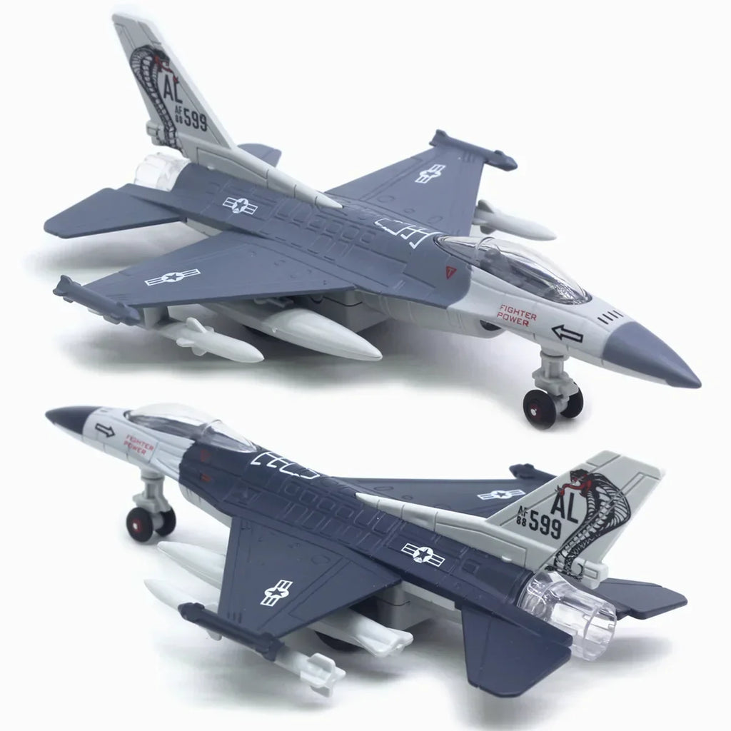 American F-16 Fighter Alloy Aircraft Model with Sound Light Series Children's Aircraft Model Toy Birthday Gift Christmas