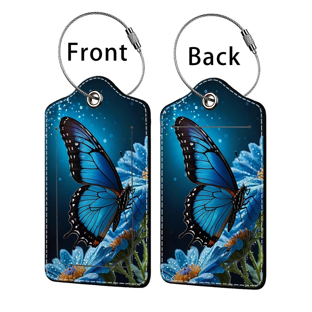 HOT SALE Tyrant butterfly Leather Business Luggage Tag Suitcase Address Label Luggage Boarding Case Label Name ID Address Clip