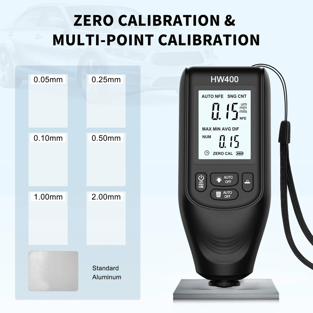 HW400 Car Paint Coating Thickness Tester Metal Electroplating Layer Thickness Measuring Tool 1PC