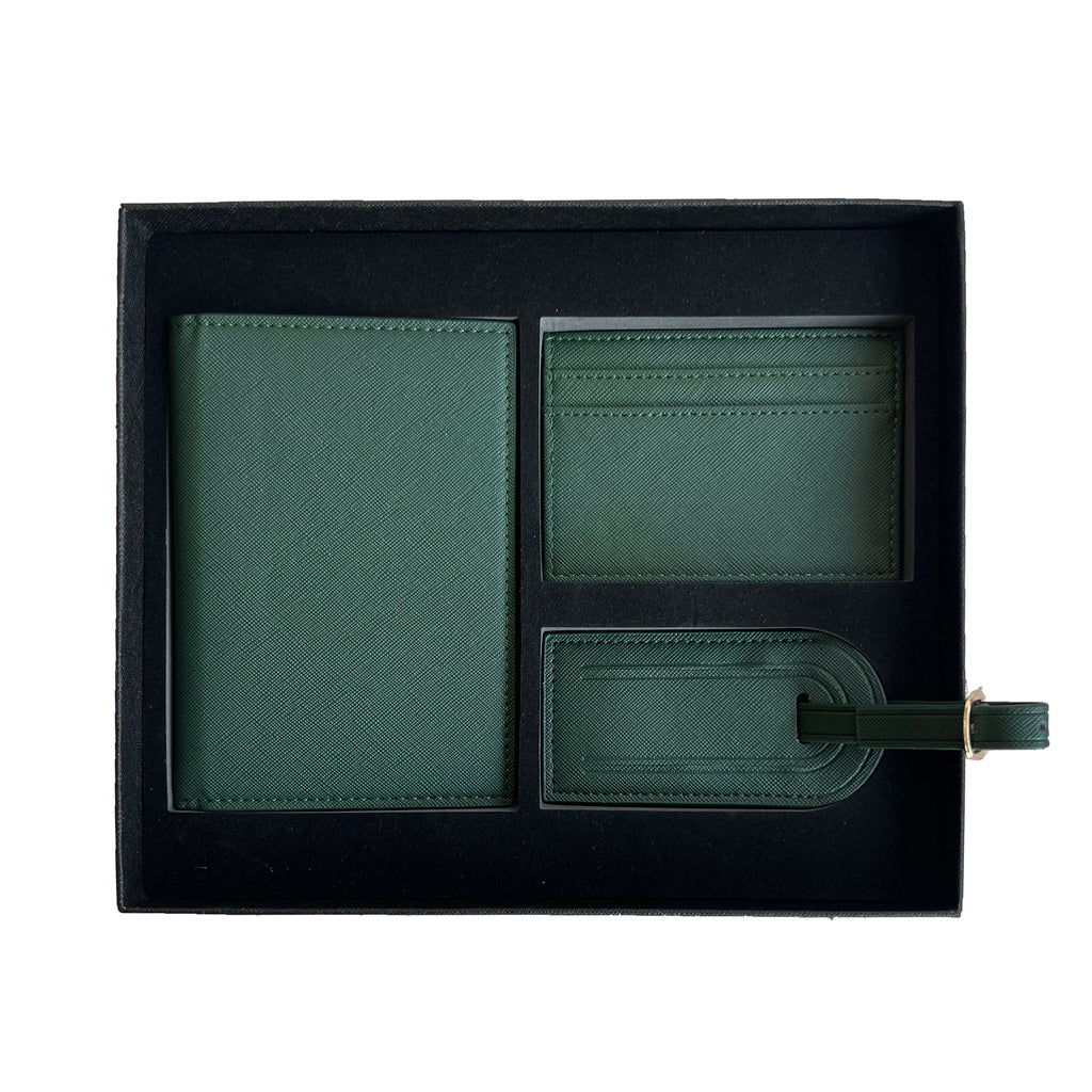 Free Custom Name Initial Gift Box Set Crocodile Leather Passport Cover  Luggage Tag Cardholder Travel Accessories