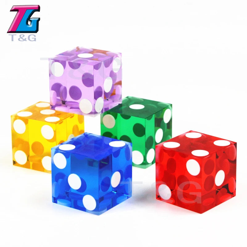 Precision Dice 19MM High-grade Acrylic TransparentSix Sided D6 Casino Sharp Straight Corners 5pcs