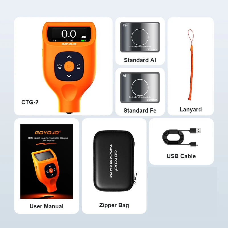 New portable coating thickness gauge with three color LED indicator light for rapid detection of 3000 to 9900 microns CTG series