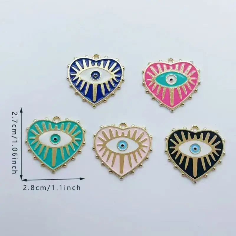 10pcs Evil Blue Eye Pendant Alloy Oil Drop Love Pendant DIY Necklace Keychain Devil Eye Pendant Jewelry