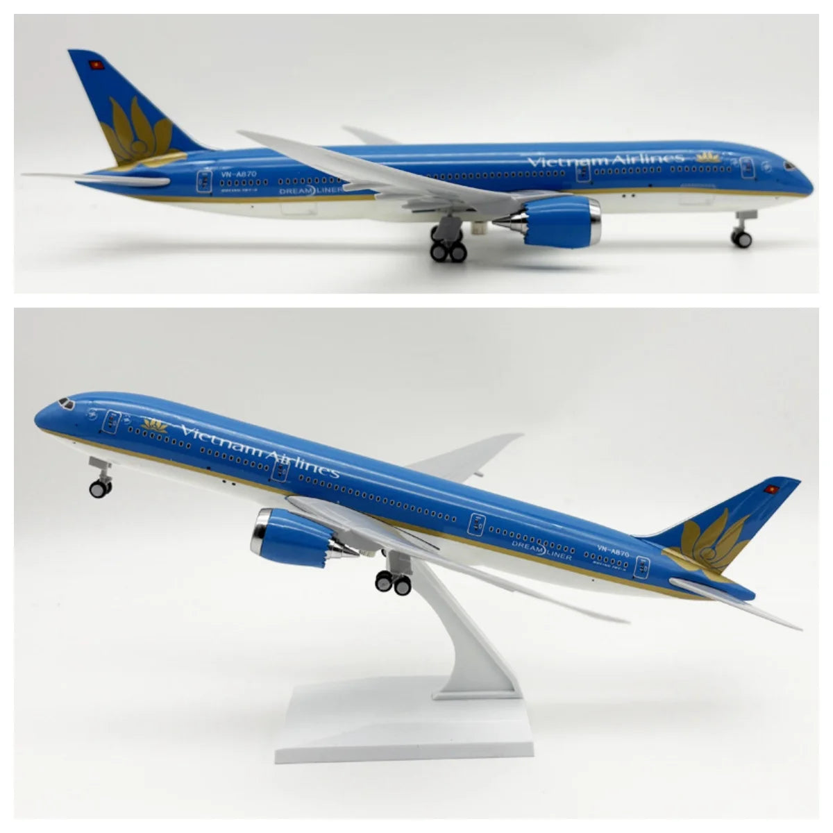 30cm Vietnam B787 Plane Model Kit Adults Fun Airplane Diecast Rrsin Model With Display Stand for Avation Gifts Collection