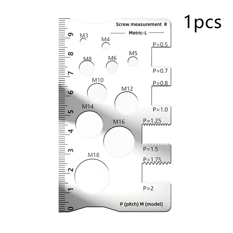 5.7*10cm Screw Measurement Ruler Stainless Steel Caliper Metric Gauge For Measuring Screw Pitch Bit Bolt Nut Screw