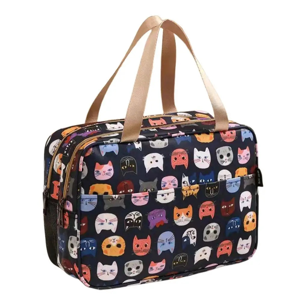 Mutlicolor Cosmetic Bag Multi-purpose PU+Mesh Cloth Storage Bag Dry Wet Separation Waterproof Toiletries Bag Travel Supplies