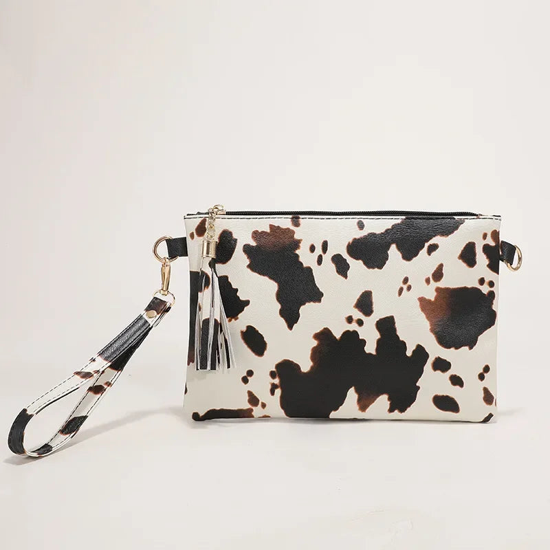 New Leopard Print Envelope Clutch Purse Women's Fashion Wallet with Large Capacity Portable Zipper Coin Pouch for Daily Use