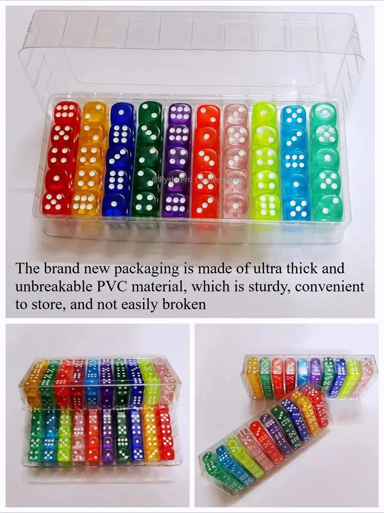 100 Pieces Colored Dices 14mm 6 Sided with Acrylic Material Standard Game Dice Set for Board Games Parties Classroom Math Dice