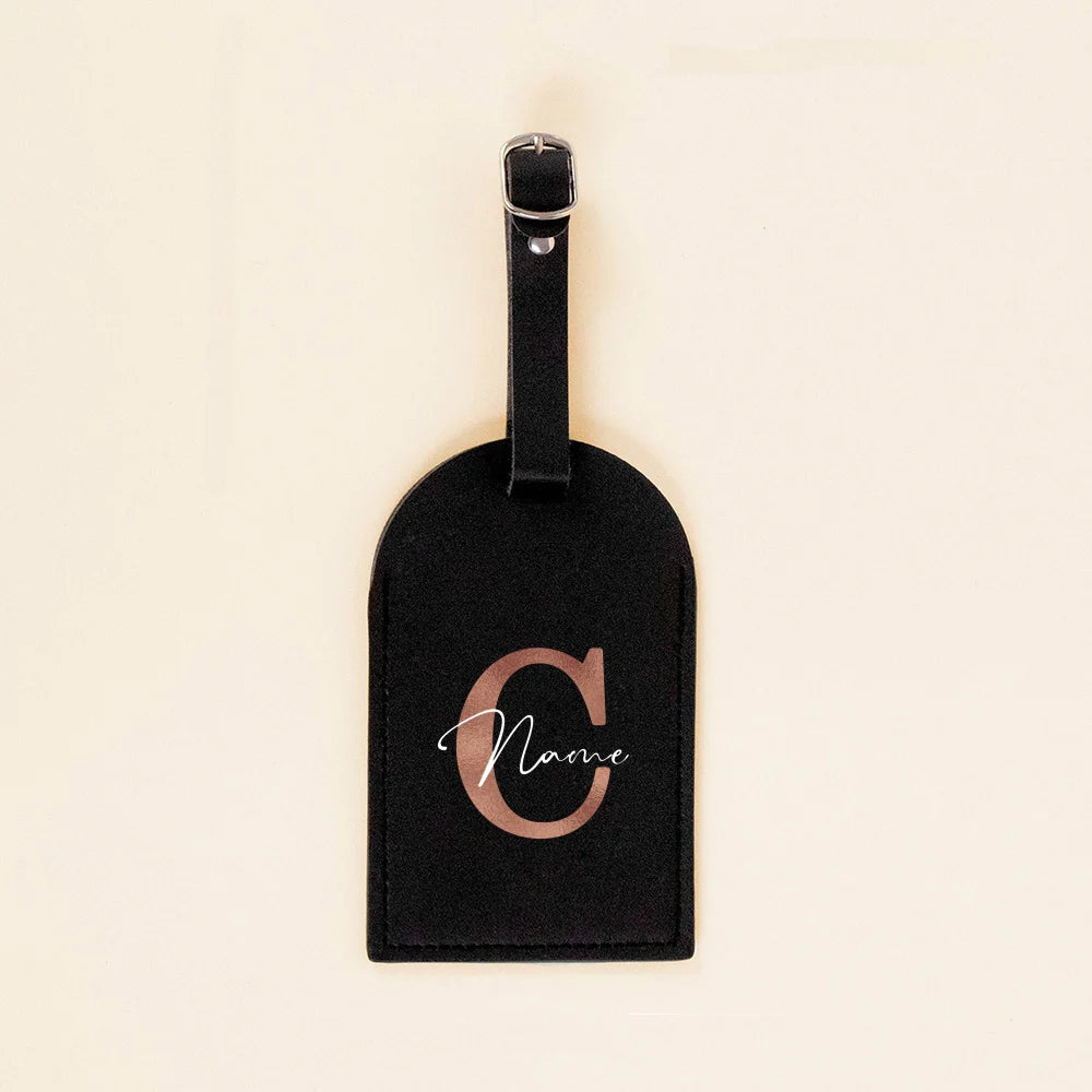 Personalised Initial with Name Monogram Luggage Tag PU Leather for Suitcase Baggage Handbag Tags Travel Bag Label Tag Best Gift
