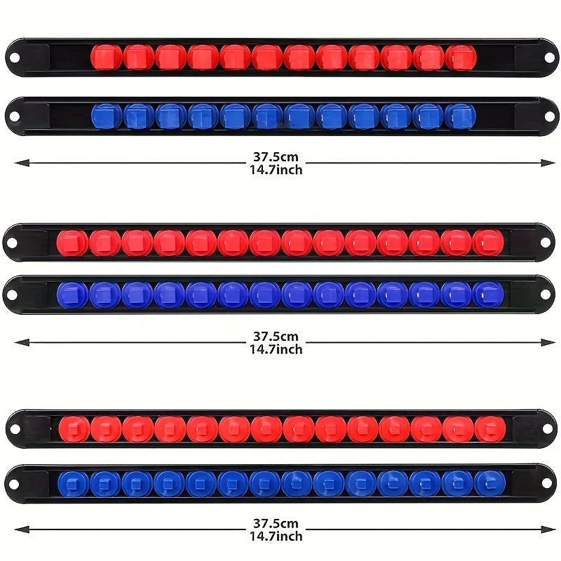 6pc 360° Swivel Socket Organizer Set - Durable ABS Storage Racks, 1/4"" 3/8"" 1/2"" Clips, Space-Efficient & Easy Access