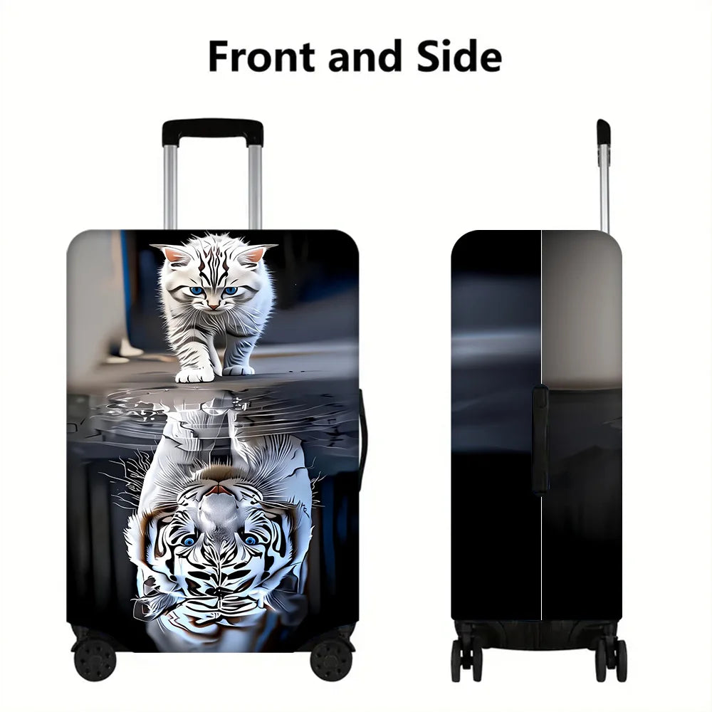 1 PC mirrored cat and tiger cover for luggage sizes 18 – 32 inches; dust and elastic travel accessories to protect your lugga
